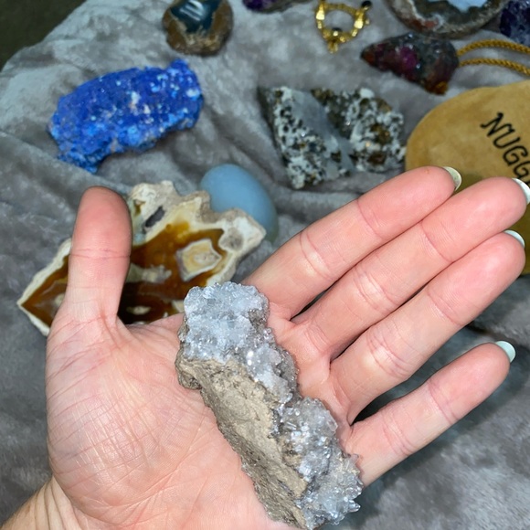 Raw Celestite Geode Druzy Crystal - Picture 3 of 8